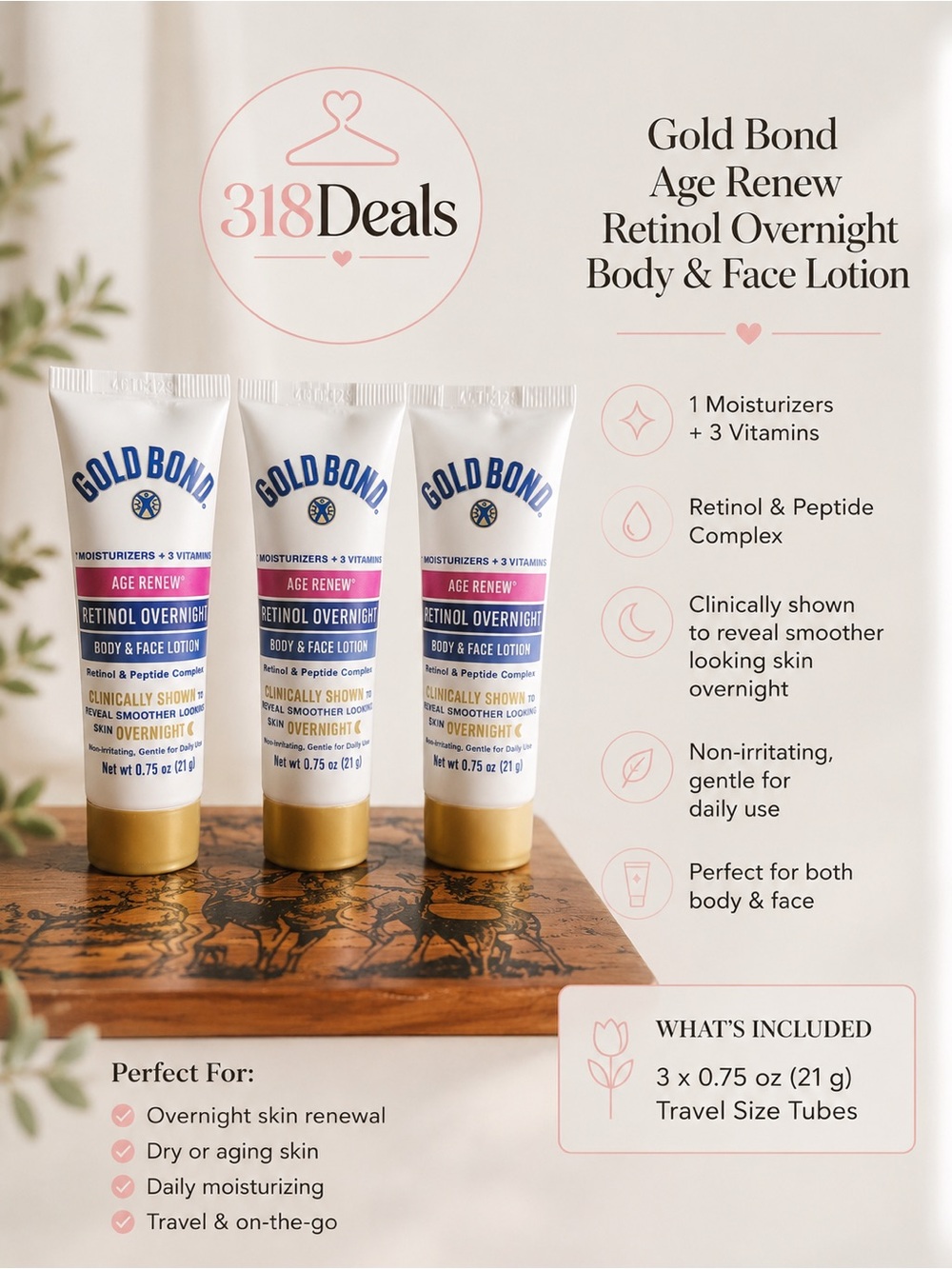 Gold Bond Age Renew Retinol Overnight Body & Face Lotion